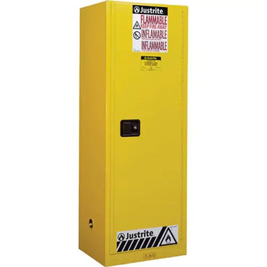 JustriteSure-GripEXSlimlineFlammableSafetyCabinet_22gal._1Door_23.25Wx65Hx18D- Detailed, front view