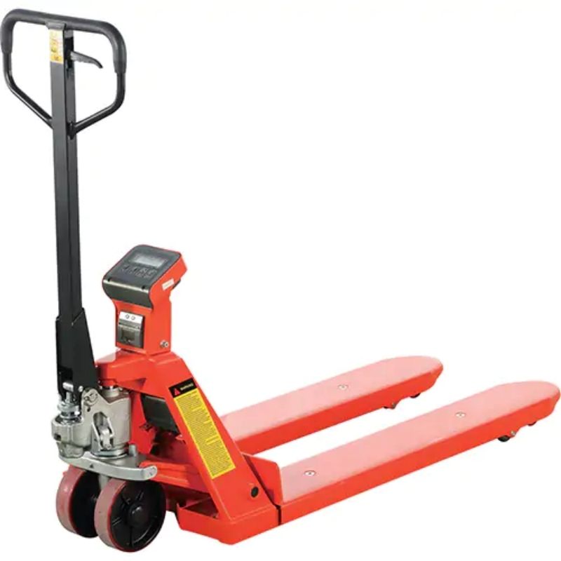 MobileIndustriesEcoWeigh-ScalePalletTruckwithThermalPrinter_48Lx27W_4400lbs.Cap.-Side view