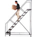 BallymoreSlopeRollingLadder_12Steps_50_50_Incline_120High - full view with a man with a box stepping down