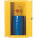 HerbertWilliamsDrumSafetyCabinets_55USgal.Cap._Yellow-Detailed storage open door with drum