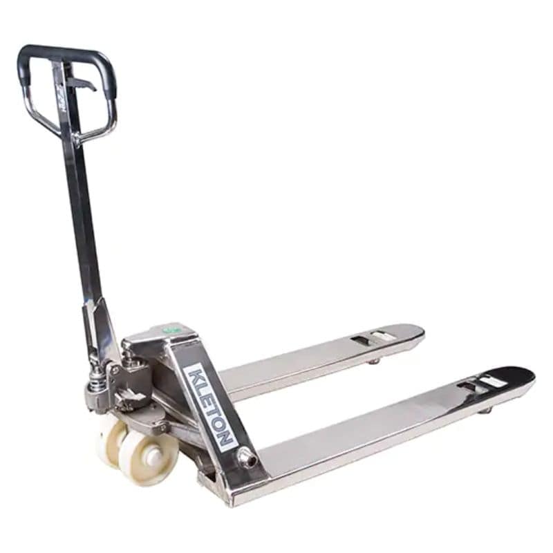 Hydraulic Pallet Truck, Stainless Steel, 48" L x 27" W, 5500 lbs. Capacity close up view