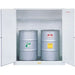 JustriteHazardousWasteSafetyCabinets_110USgal.Cap._2Drums_White-Detailed full view with 2 drums