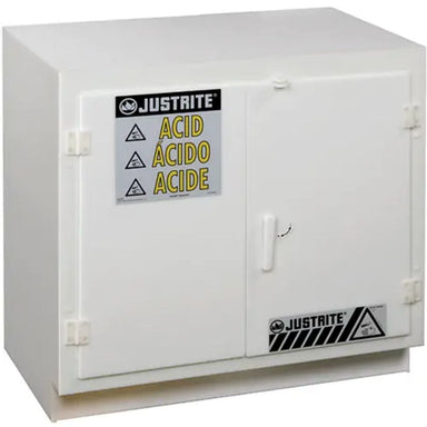 JustriteSolidPolyethyleneAcidCabinets_6x0.66043Gal._36x35.75x21.75_1-Detailed front view