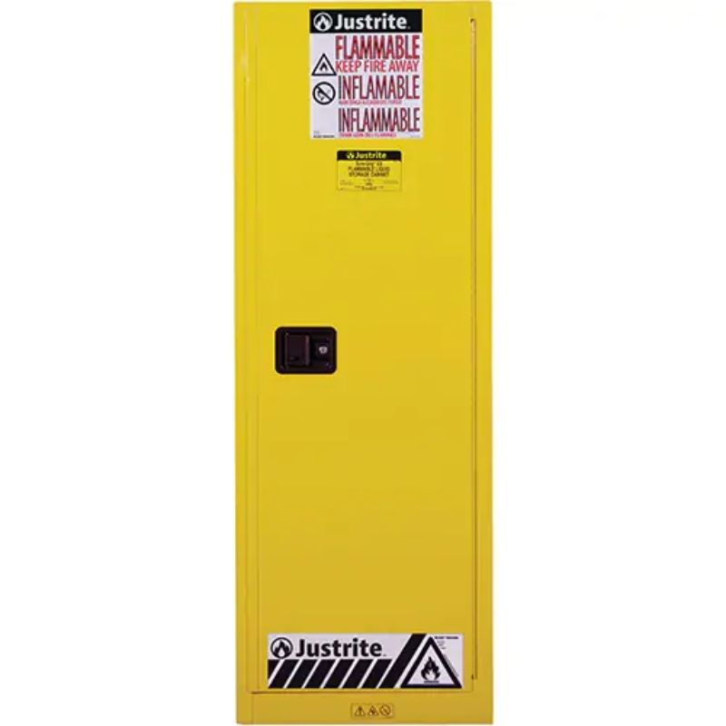 JustriteSure-GripEXSlimlineFlammableSafetyCabinet_22gal._1Door_23.25Wx65Hx18D_3 - Detailed, front view