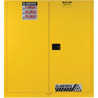 JustriteSure-GripEXVerticalDrumStorageCabinets_110USgal.Cap._2Drums_Yellow-front view close door
