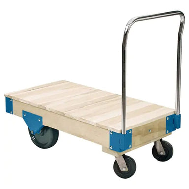 KletonPlatformTrucks-AllWoodDeckPlatformTrucks_48Lx24W_3000lbs.Capacity_NylonCasters-side view left