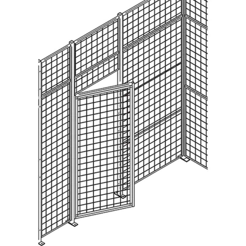 KletonWireMeshPartitionSwingDoorwithWicket_4_Wx7_H-open door view