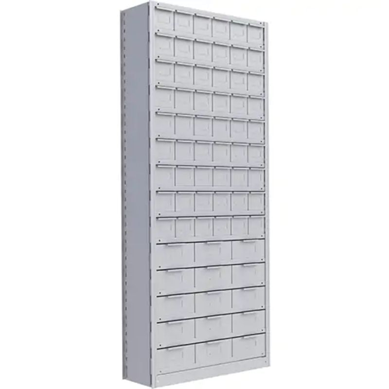 MetalwareInterlokShelvingUnit_Steel_Boltless_800lbs.Capacity_36Wx88Hx18D-front side view