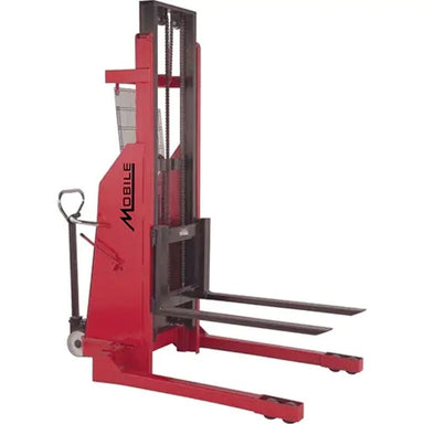 MobileIndustriesHydraulicStacker_ElectricOperated_1500lbs.Capacity_132MaxLift-side view
