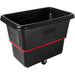 RubbermaidHeavy-DutyUtilityCubeTruck_BlackRecycledPlastic_43-14Lx28Wx33-34H_12cu.ft.Volume_800lbs.Capacity-detailed side view black in white background