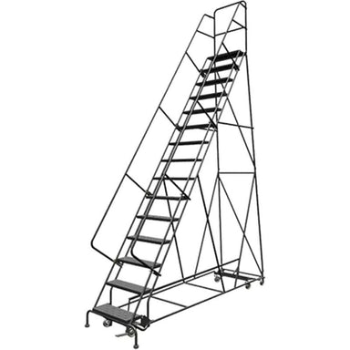 Tri-ArcManufacturingAllDirectionalRollingLadder_15Steps_24StepWidth_150PlatformHeight_Steel- Detailed , full view