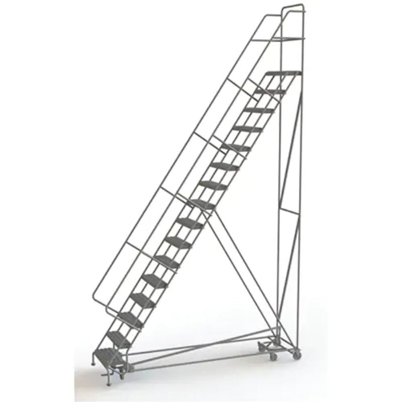 Tri-ArcManufacturingAllDirectionalRollingLadder_16Steps_24StepWidth_160PlatformHeight_Steel- in details, full view