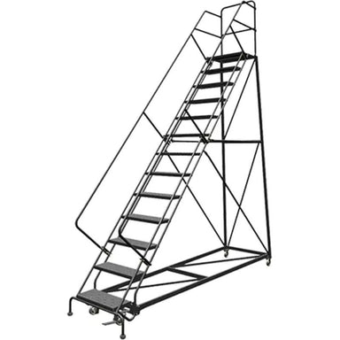 Tri-ArcManufacturingSafetySlopeRollingLadder_13Steps_Perforated_50_Incline_130High- Detailed, full view