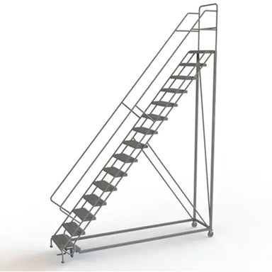 Tri-ArcManufacturingSafetySlopeRollingLadder_15Steps_Serrated_50_Incline_150High_- Detailed, full view