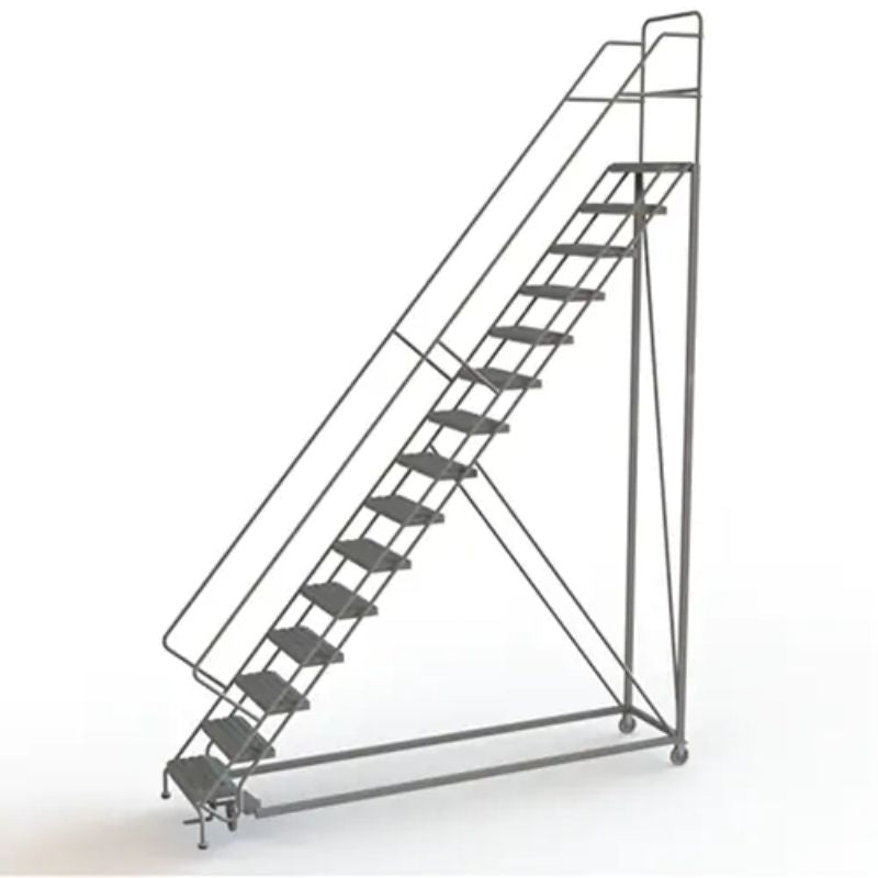 Tri-ArcManufacturingSafetySlopeRollingLadder_15Steps_Serrated_50_Incline_150High_- Detailed, full view