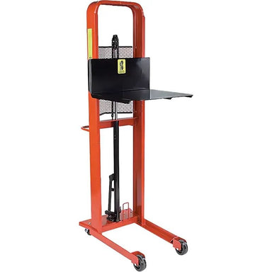 WescoHydraulicPlatformLiftStacker_FootPumpOperated_1000lbs.Capacity_80MaxLift-Detailed, full view